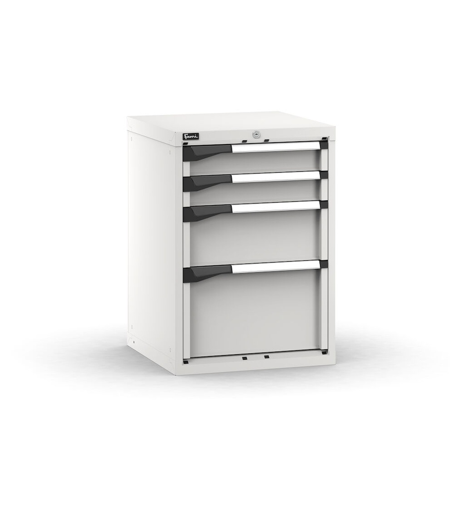 [M22A080C0105508] Cassettiera Master con 4 cassetti 2x100 1x200 1x300 – H 800 mm – 561 × 573 × 800 mm (27×27 EH), Grigio chiaro (RAL 7035)