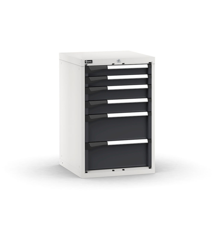 [M22A085C01089PD] Cassettiera Master con 6 cassetti 2x75 2x100 2x200 – H 850 mm – Grigio chiaro + Grigio antracite (RAL 7035+7016)