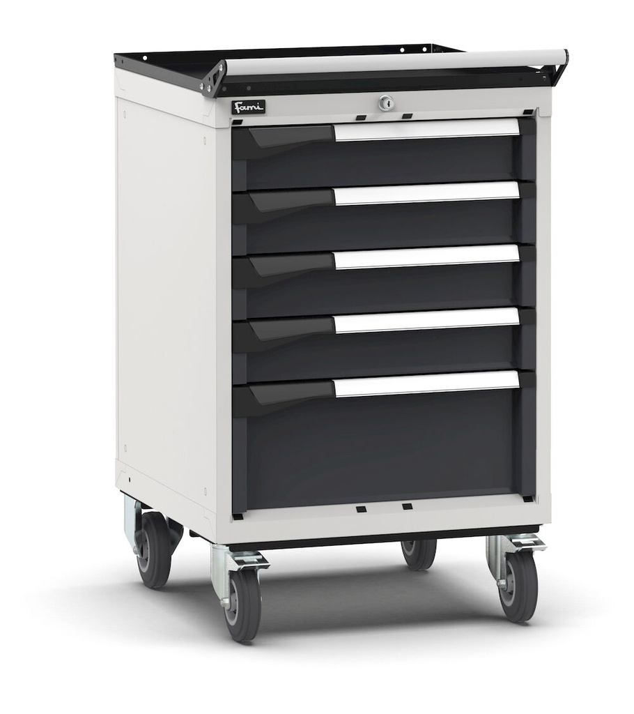 [M22R070C010GFPD] Armadio con ruote con 5 cassetti 4x100 1x200 Master – H 922 mm – Grigio chiaro + Grigio antracite (RAL 7035+7016)