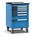 [M22R070C010SS04] Armadio con ruote con 6 cassetti 2x50 2x75 1x150 1x200 Master – H 922 mm – 571 × 637 × 922 mm (27×27 EH), Blu (RAL 5012)