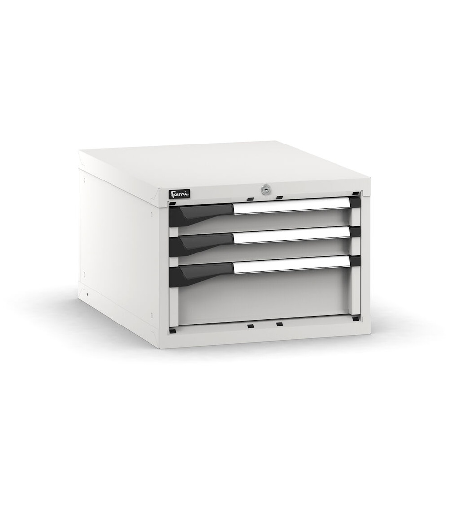[M23A040C0100208] Cassettiera Master con 3 cassetti 2x75 1x150 – H 400 mm – 561 × 726 × 400 mm (27×36 EH), Grigio chiaro (RAL 7035)