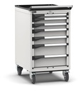 [M23R080C0106608] Armadio con ruote con 7 cassetti 1x50 2x75 2x100 2x150 Master – H 1022 mm – Grigio chiaro (RAL 7035)