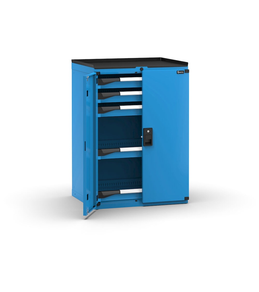 [M32A100C010CE04] Cassettiera Master con porte con 5 cassetti 5x75 – H 1022 mm – Flessibile – fino a 100 kg, Blu (RAL 5012)