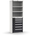[M32A200C010FTPD] Cassettiera Master con 7 cassetti 2xPR 2x75 1x100 3x150 1x200 – H 2000 mm – 714 × 573 × 2000 mm (36×27 EH), Telescopica 100% – 200 kg, Grigio chiaro + Grigio antracite (RAL 7035+7016)