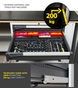 Cassettiera Master con porta con 7 cassetti 2xPR 2x75 1x100 3x150 1x200 – H 2000 mm – 714 × 573 × 2000 mm (36×27 EH), Telescopica 100% – 200 kg, Grigio chiaro (RAL 7035) – foto 6