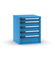 [M33A085C0108804] Cassettiera Master con 5 cassetti 1x100 3x150 1x200 – H 850 mm – 714 × 726 × 850 mm (36×36 EH), Flessibile – fino a 100 kg, Blu (RAL 5012)