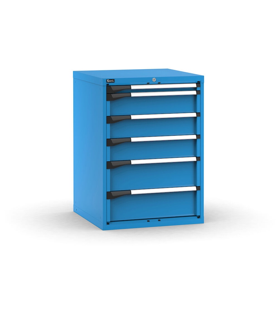 [M33A100C010DA04] Cassettiera Master con 6 cassetti 1x50 3x150 2x200 – H 1000 mm – Telescopica 100% – 200 kg, Blu (RAL 5012)