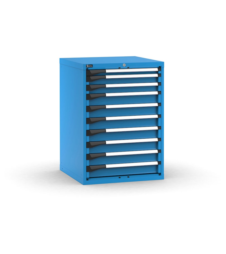 [M33A100C010DF04] Cassettiera Master con 10 cassetti 1x50 2x75 7x100 – H 1000 mm – Flessibile – fino a 100 kg, Blu (RAL 5012), 9 cassetti