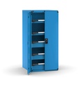 [M33A150C010LF04] Cassettiera Master con porte con 5 cassetti 2x75 3x150 – H 1500 mm – Telescopica 100% – 200 kg, Blu (RAL 5012)