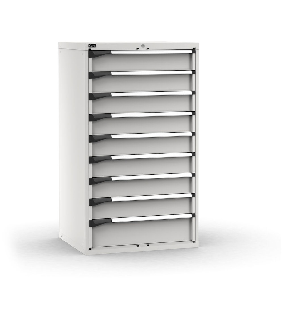 [M43A150C010EY08] Cassettiera Master con 9 cassetti 8x150 1x200 – H 1500 mm – Flessibile – fino a 100 kg, Grigio chiaro (RAL 7035)