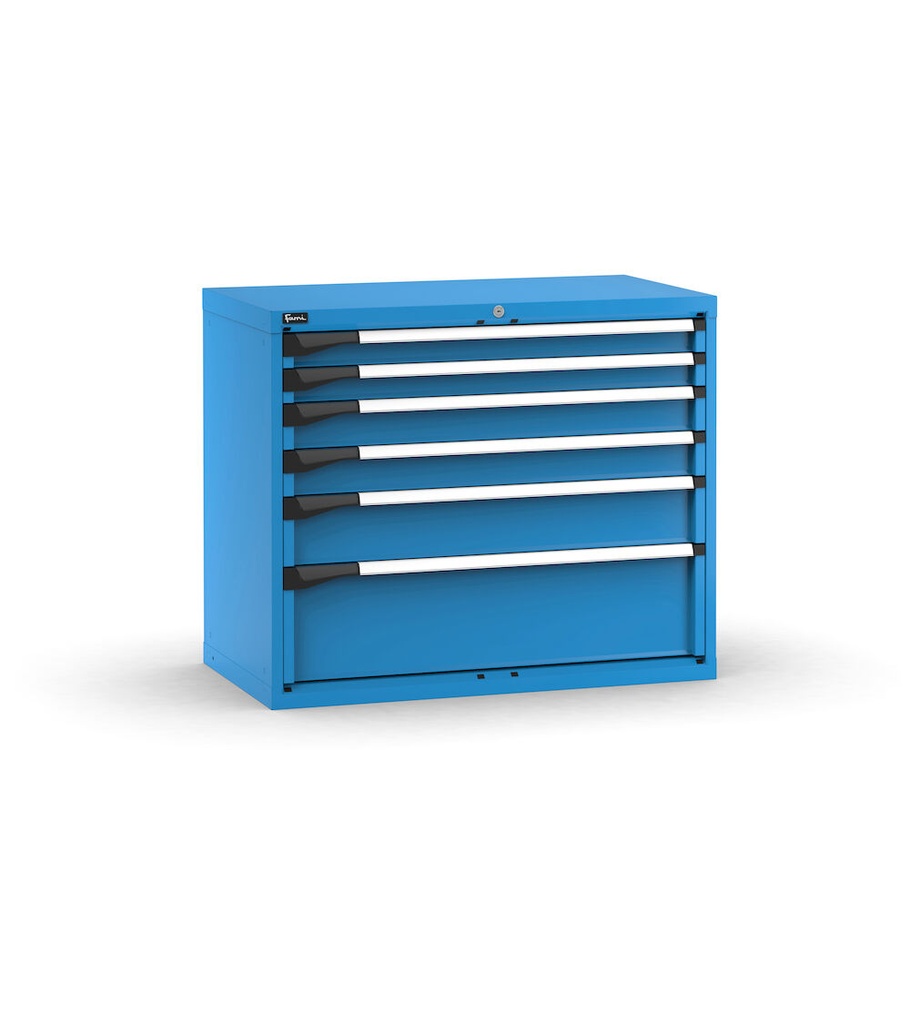 [M52A085C010AM04] Cassettiera Master con 6 cassetti 2x75 2x100 1x150 1x250 – H 850 mm – 1020 × 573 × 850 mm (54×27 EH), Flessibile – fino a 100 kg, Blu (RAL 5012)