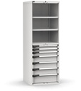 [M33A200C010FS08] Cassettiera Master con 7 cassetti 2xPR 2x75 1x100 3x150 1x200 – H 2000 mm – 714 × 726 × 2000 mm (36×36 EH), Flessibile – fino a 100 kg, Grigio chiaro (RAL 7035)