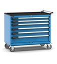 [M52R070C0104404] Armadio con ruote con 6 cassetti 2x75 3x100 1x150 Master – H 922 mm – 1083 × 594 × 922 mm (54×27 EH), Blu (RAL 5012)