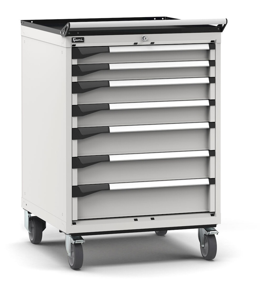 [M33R085C010AC08] Armadio con ruote con 7 cassetti 2x75 2x100 2x125 1x150 Master – H 1072 mm – Grigio chiaro (RAL 7035)