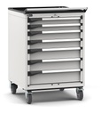 [M33R085C010AC08] Armadio con ruote con 7 cassetti 2x75 2x100 2x125 1x150 Master – H 1072 mm – Grigio chiaro (RAL 7035)