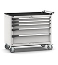[M52R070C0103108] Armadio con ruote con 5 cassetti 2x75 1x100 1x150 1x200 Master – H 922 mm – 1083 × 594 × 922 mm (54×27 EH), Grigio chiaro (RAL 7035)