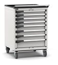 [M33R085C010AG08] Armadio con ruote con 8 cassetti 4x75 3x100 1x150 Master – H 1072 mm – Grigio chiaro (RAL 7035)