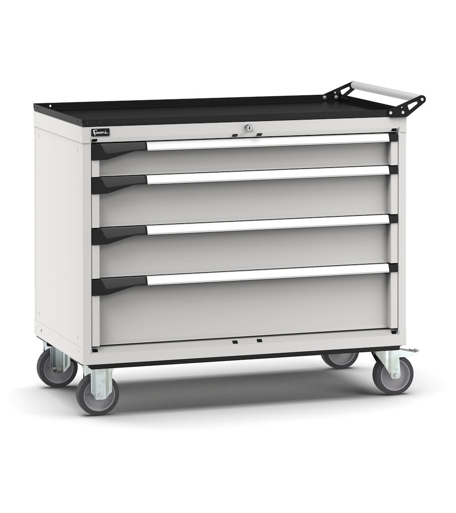 [M52R070C0104908] Armadio con ruote con 4 cassetti 1x100 2x150 1x200 Master – H 922 mm – Grigio chiaro (RAL 7035)