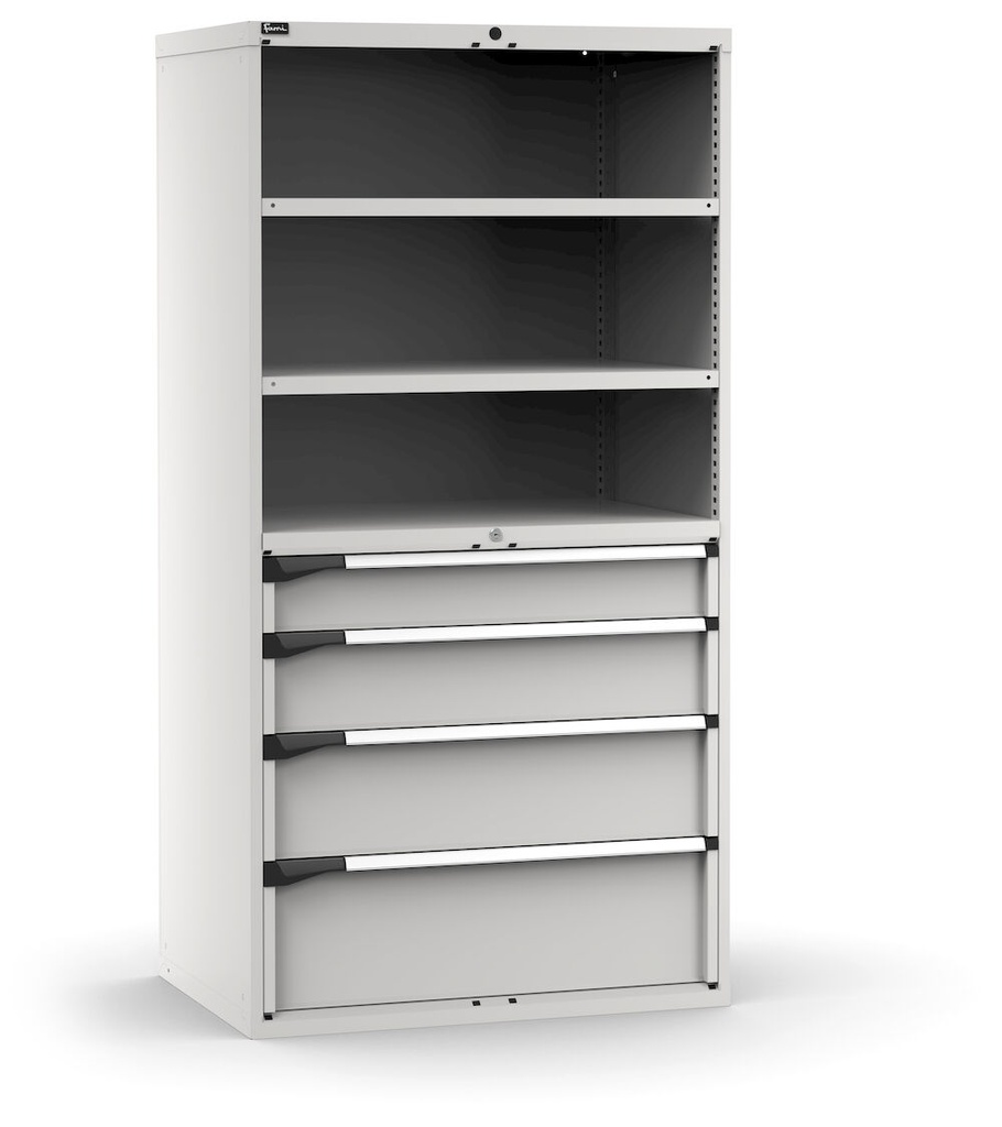 [M53A200C010SX08] Cassettiera Master con 4 cassetti 2xPF 1x150 1x200 1x250 1x300 – H 2000 mm – Grigio chiaro (RAL 7035)