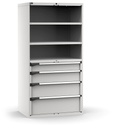 [M53A200C010SX08] Cassettiera Master con 4 cassetti 2xPF 1x150 1x200 1x250 1x300 – H 2000 mm – Grigio chiaro (RAL 7035)
