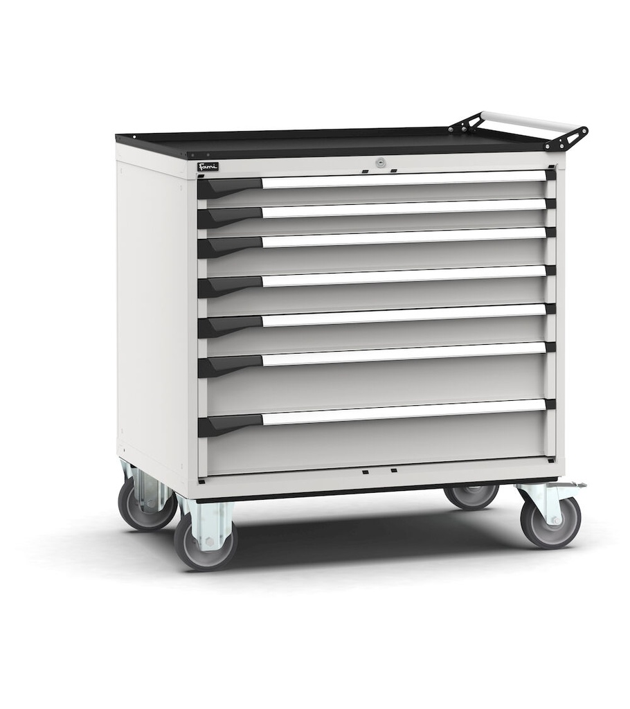 [M53R085C0109508] Armadio con ruote con 7 cassetti 2x75 3x100 2x150 Master – H 1117 mm – Grigio chiaro (RAL 7035)