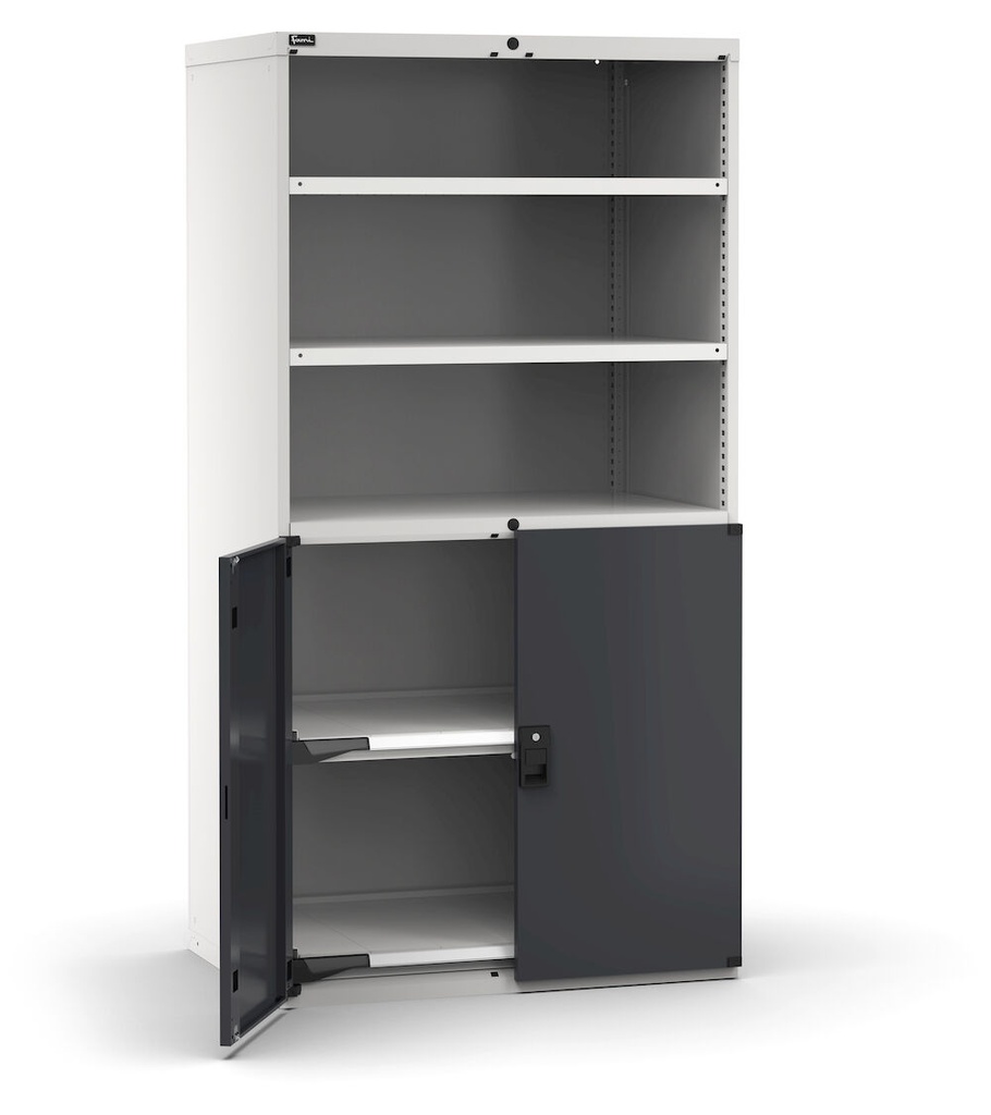 [M53A200C010SUPD] Cassettiera Master con porte 2xPF 2xPE – H 2000 mm – Grigio chiaro + Grigio antracite (RAL 7035+7016)