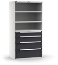 [M53A200C010SXPD] Cassettiera Master con 4 cassetti 2xPF 1x150 1x200 1x250 1x300 – H 2000 mm – Grigio chiaro + Grigio antracite (RAL 7035+7016)