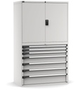 Cassettiera Master con porte con 7 cassetti 2xPR 2x75 1x100 3x150 1x200 – H 2000 mm – 64×36 EH – Grigio chiaro (RAL 7035) – foto 2