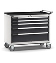 [M52R070C01031PD] Armadio con ruote con 5 cassetti 2x75 1x100 1x150 1x200 Master – H 922 mm – 1083 × 594 × 922 mm (54×27 EH), Grigio chiaro + Grigio antracite (RAL 7035+7016)