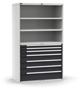 [M63A200C010FTPD] Cassettiera Master con 7 cassetti 2xPR 2x75 1x100 3x150 1x200 – H 2000 mm – 1190 × 726 × 2000 mm (64×36 EH), Telescopica 100% – 200 kg, Grigio chiaro + Grigio antracite (RAL 7035+7016)
