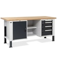 [MASTERBR2001] Banco da lavoro MASTERBR2001 con 1 armadio a cassetti con 4 cassetti, 1 armadio con porta e 2 semipiani