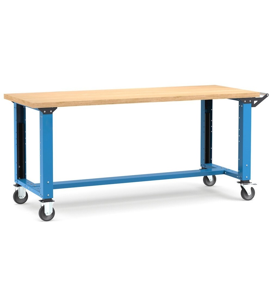[MASTERMR2004] Banco con ruote Work Master – 2000 × 750 × 921/1271 mm, Blu + Grigio antracite (RAL 5012+7016)