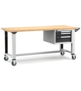 [MASTERMR2015] Banco con ruote con 3 cassetti 1x50 1x100 1x150 Work Master – H 921/1271 mm – 2000 × 750 × 921/1271 mm, Grigio chiaro + Grigio antracite (RAL 7035+7016)