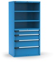 [M53A200C010SX04] Cassettiera Master con 4 cassetti 2xPF 1x150 1x200 1x250 1x300 – H 2000 mm – Blu (RAL 5012)