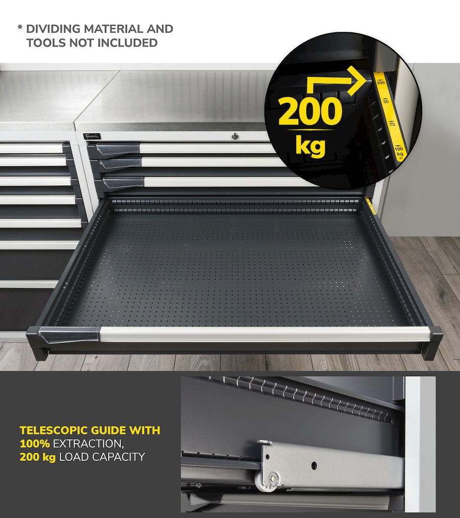 Cassettiera Master con 4 cassetti 2xPF 1x150 1x200 1x250 1x300 – H 2000 mm – Blu (RAL 5012) – foto 2