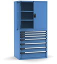 [M53A200C010TB04] Cassettiera Master con porte con 7 cassetti 2xPR 2x75 1x100 3x150 1x200 – H 2000 mm – 54×36 EH – Telescopica 100% – 200 kg, Blu (RAL 5012)