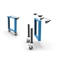 Banco professionale con ruote, 8 cassetti,  porta, ripiano regolabile, morsa e allacciamenti, 300 cm, blu e antracite – foto 5