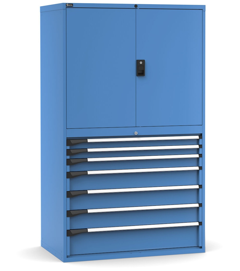 Cassettiera Master con porte con 7 cassetti 2xPR 2x75 1x100 3x150 1x200 – H 2000 mm – 64×36 EH – Blu (RAL 5012) – foto 2