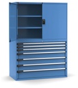 [M73A200C010TB04] Cassettiera Master con porte con 7 cassetti 2xPR 2x75 1x100 3x150 1x200 – H 2000 mm – 78×36 EH – Blu (RAL 5012)