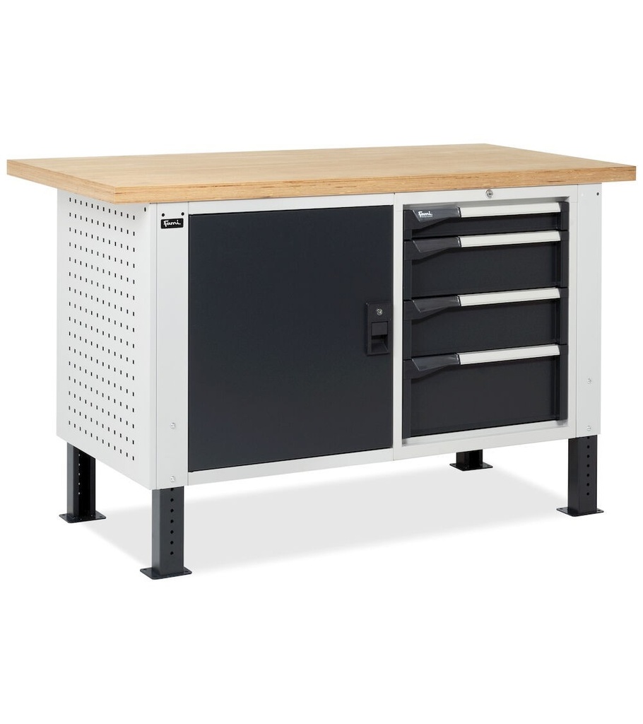 [MASTERBR1502] Banco da lavoro MASTERBR1502 con 1 armadio a cassetti con 4 cassetti e 1 armadio con porta