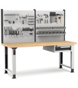 [MASTERWR2011] Banco con 1 cassetto 1x100 Work Master – H 1708/2058 mm – 2000 × 750 × 1708/2058 mm, Grigio chiaro + Grigio antracite (RAL 7035+7016)