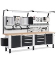 Banco Work Master BR regolabile con parete porta attrezzi, piano in multiplex 40 mm – 3000 × 750 × 1985/2310 mm – foto 2