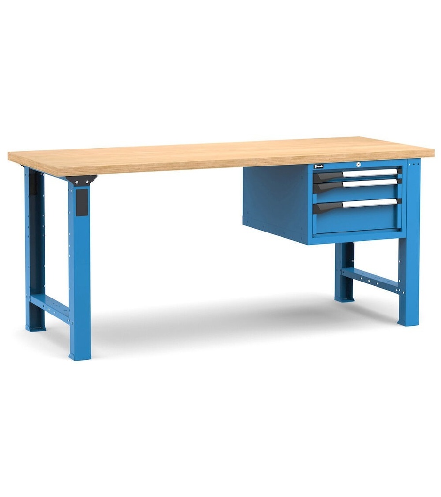 [MASTERWR2014] Banco con 3 cassetti 1x50 1x100 1x150 Work Master – H 890 mm – 2000 × 750 × 890 mm, Blu + Grigio antracite (RAL 5012+7016)