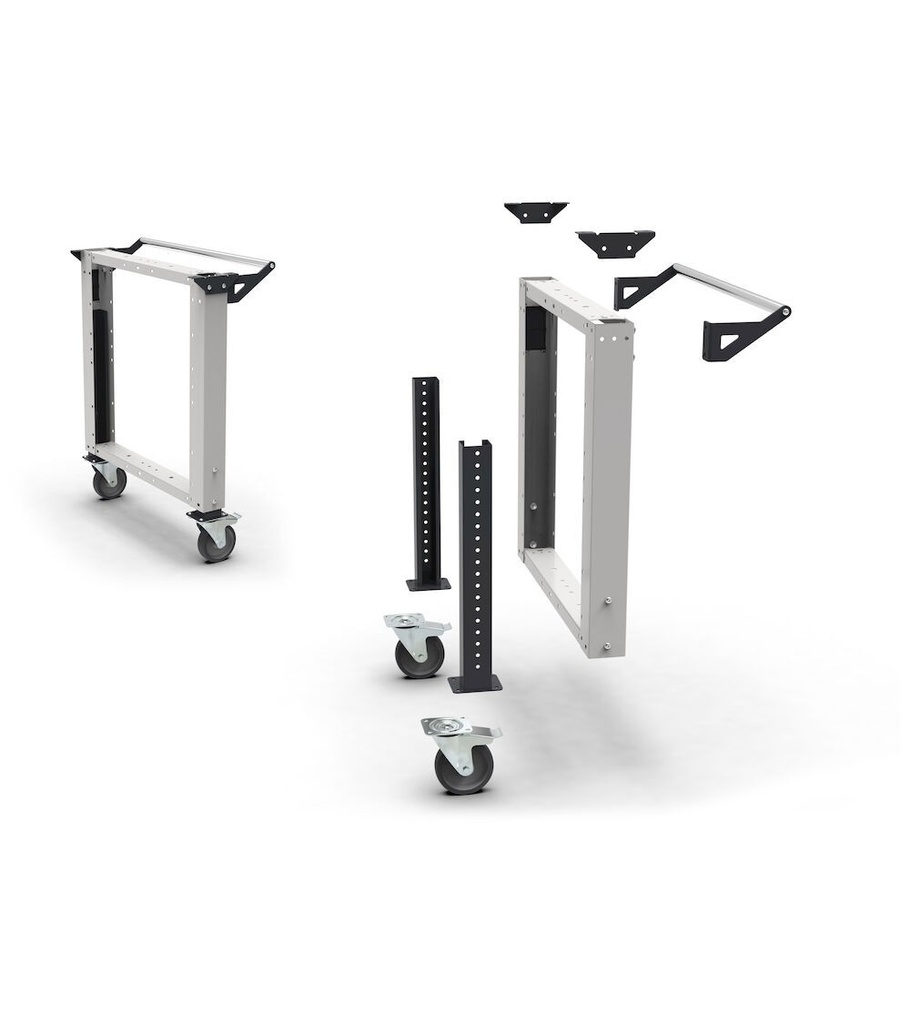 Banco con ruote con 1 cassetto 1x100 Work Master – H 921/1271 mm – 1500 × 750 × 921/1271 mm, Grigio chiaro + Grigio antracite (RAL 7035+7016) – foto 4