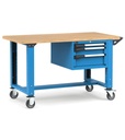 [MASTERMR1516] Banco con ruote con 3 cassetti 1x50 1x100 1x150 Work Master – H 921/1271 mm – 1500 × 750 × 921/1271 mm, Blu + Grigio antracite (RAL 5012+7016)