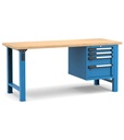 [MASTERWR2020] Banco con 4 cassetti 2x75 1x150 1x200 Work Master – H 890 mm – 2000 × 750 × 890 mm, Blu + Grigio antracite (RAL 5012+7016)