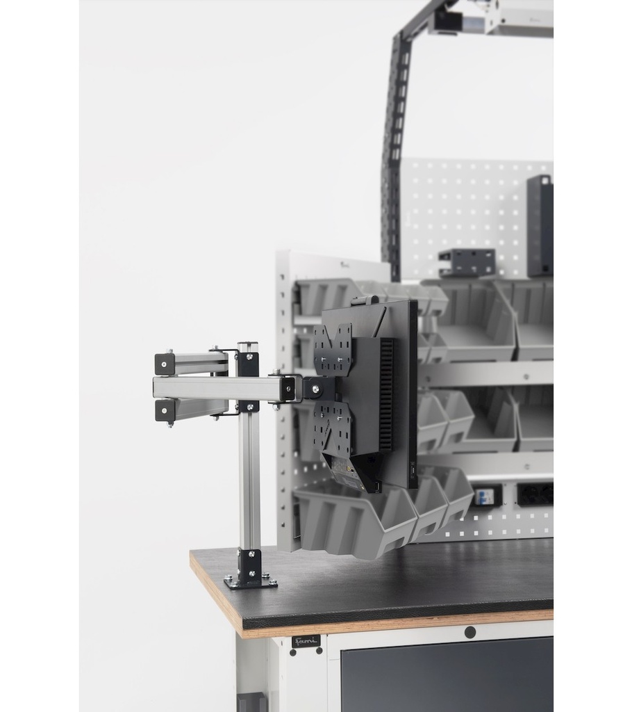 Banco Work Master BR regolabile con parete porta attrezzi, piano in multiplex 40 mm – 2000 × 750 × 1985/2310 mm – foto 3