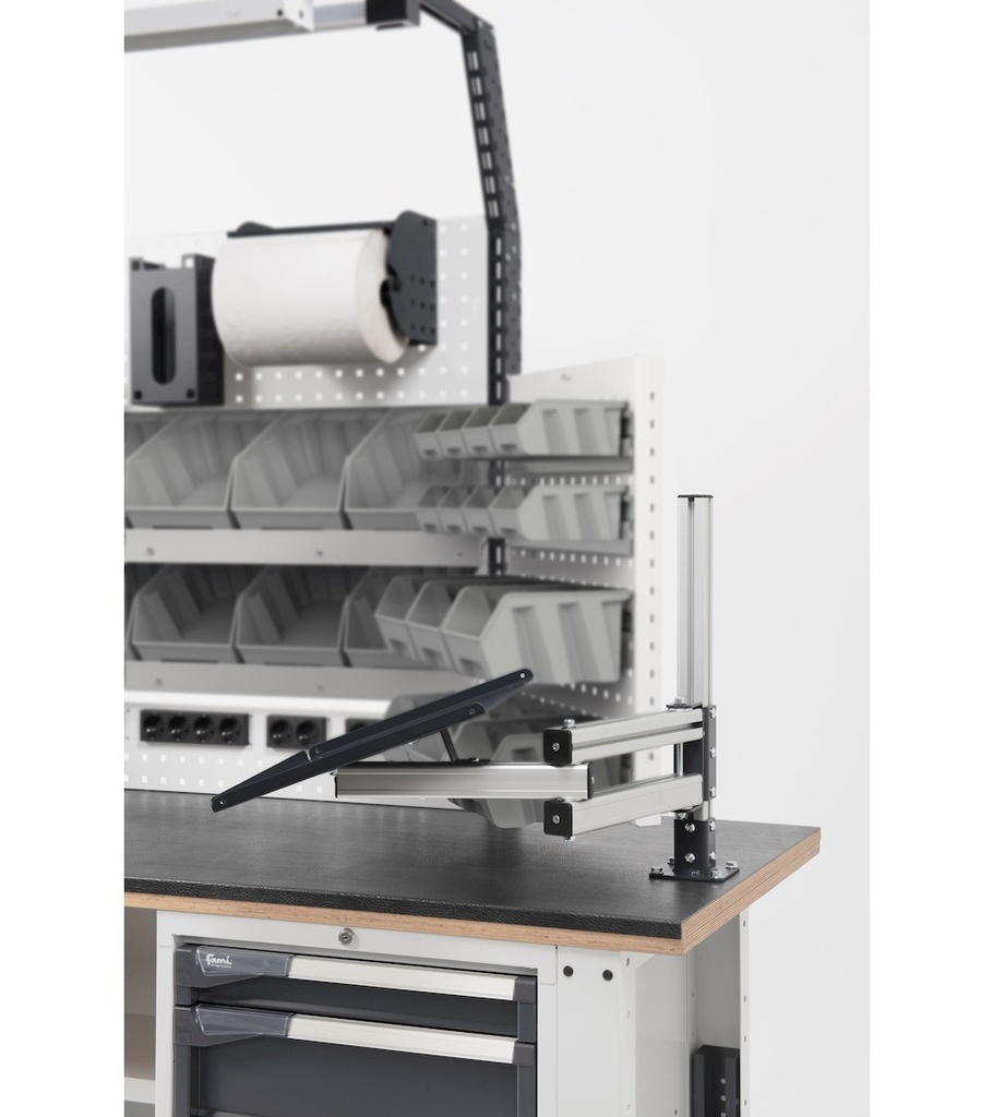Banco Work Master BR regolabile con parete porta attrezzi, piano in multiplex 40 mm – 2000 × 750 × 1985/2310 mm – foto 4