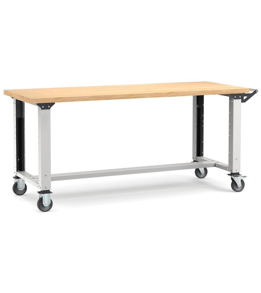 [MASTERMR2003] Banco con ruote Work Master – 2000 × 750 × 921/1271 mm, Grigio chiaro + Grigio antracite (RAL 7035+7016)