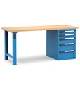 [MASTERWR2032] Banco con 5 cassetti 2x100 1x150 2x200 Work Master – H 890 mm – 2000 × 750 × 890 mm, Blu + Grigio antracite (RAL 5012+7016)